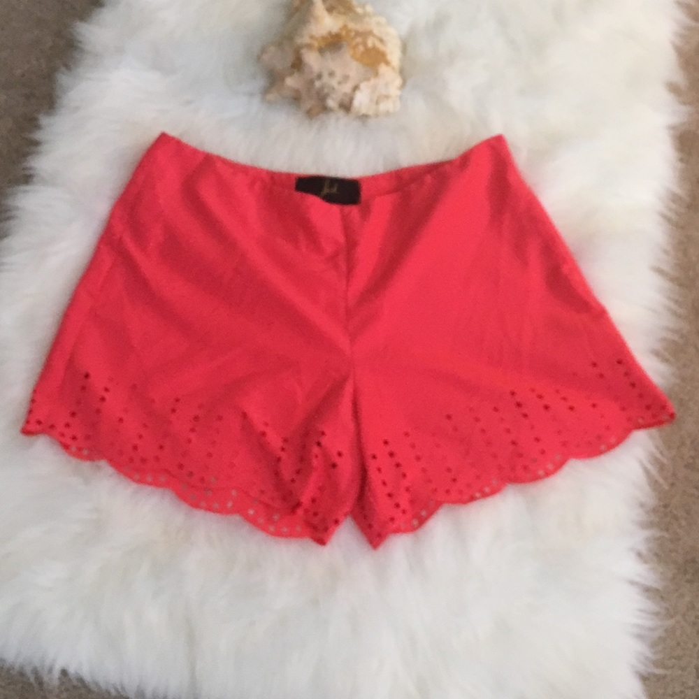 Hot pink scalloped holepunched shorts by Jack